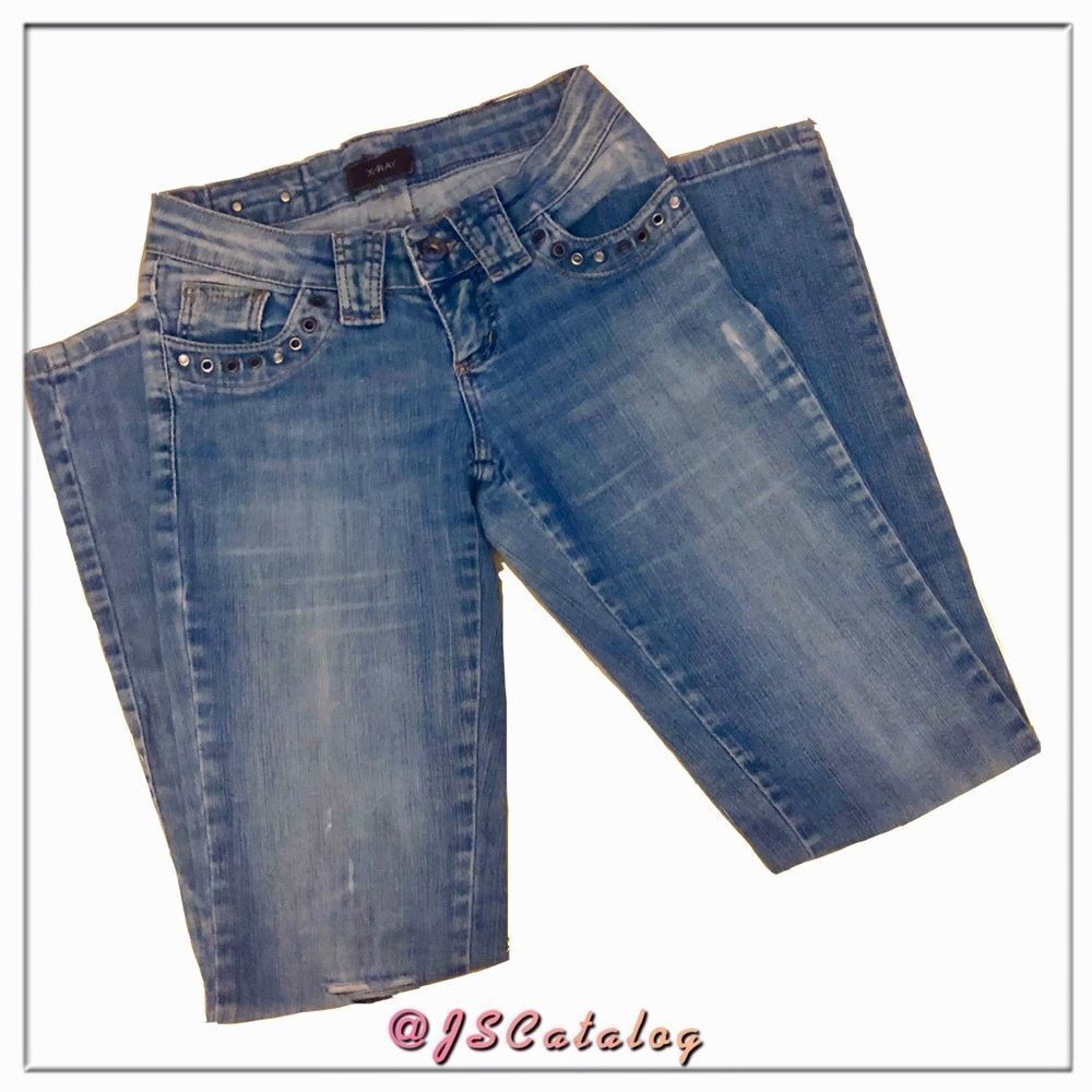 X-ray Jeans Straight Leg Ripped Blue Jeans - 28